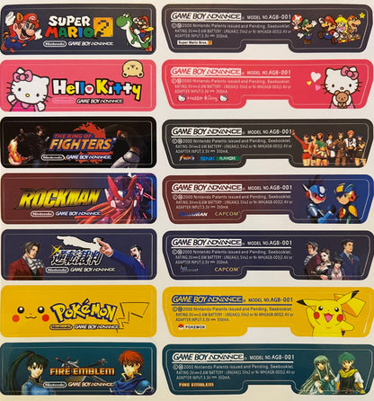 Nintendo Gameboy Advance Custom Designed Rear Label/Sticker-Choose from 14 different designs!