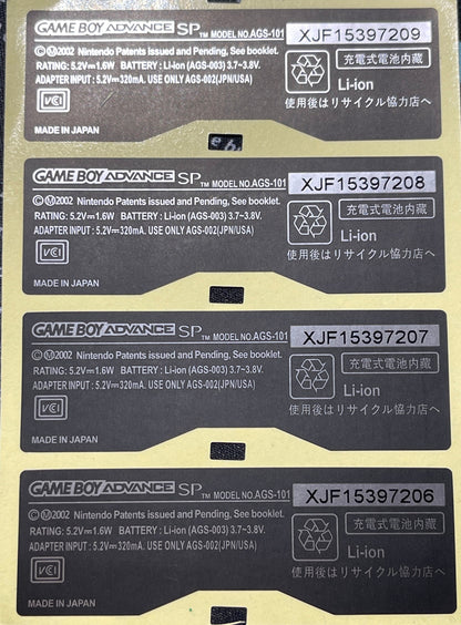 Gameboy OEM rear replacement labels/stickers-SUPER high quality!! Gameboy Pocket, Gameboy Color, Gameboy Advance, & Gameboy Advance SP